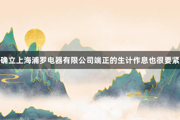 确立上海浦罗电器有限公司端正的生计作息也很要紧
